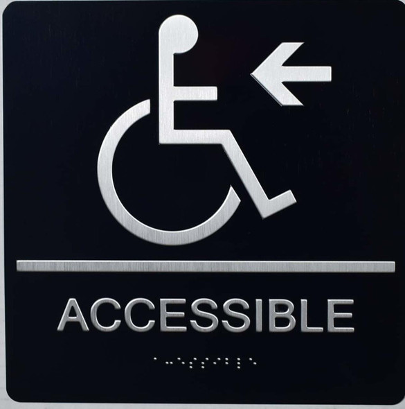 SIGNS ACCESSIBLE Left Braille SIGN (Aluminium, Black,Size