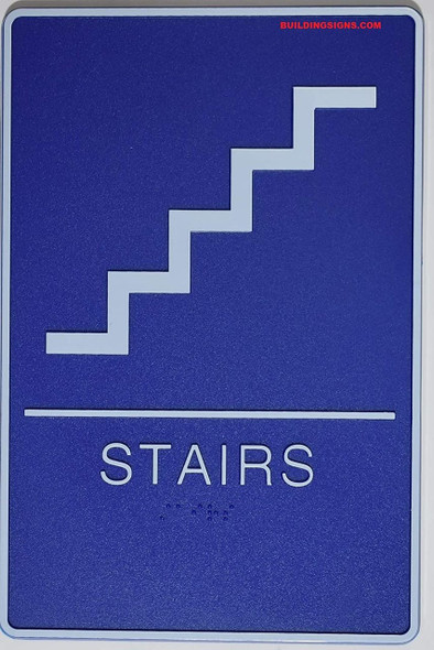 ADA Braille Stair Sign (Blue,6x9 Comes