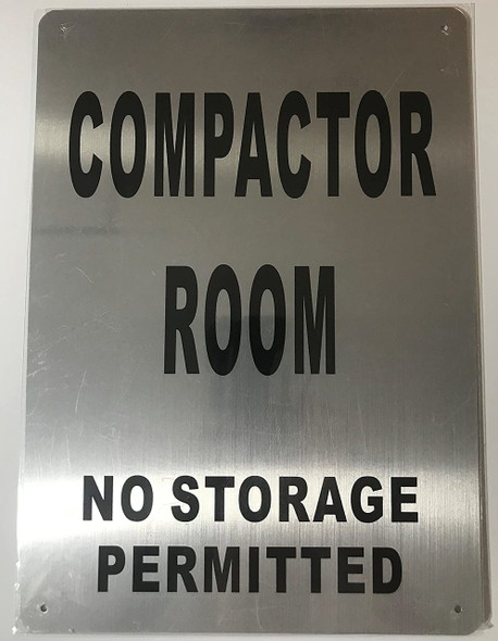 SIGNS Compactor Room Sign (Brushed Aluminium, 10x14)