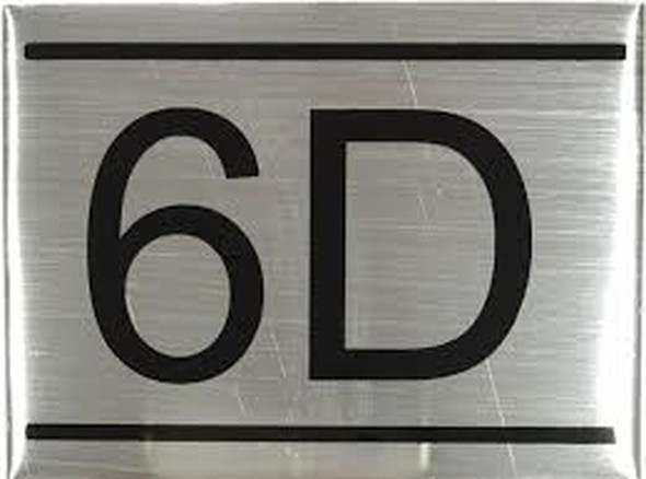 SIGNS APARTMENT NUMBER SIGN -6D -BRUSHED ALUMINUM