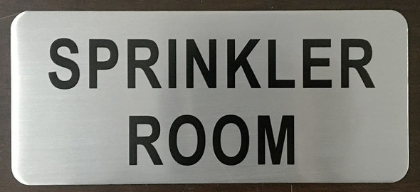 SIGNS SPRINKLER ROOM SIGN (BRUSH ALUMINIUM, 3.5X8)-The