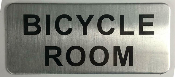 BICYCLE ROOM SIGN (BRUSH ALUMINIUM, 3.5X8