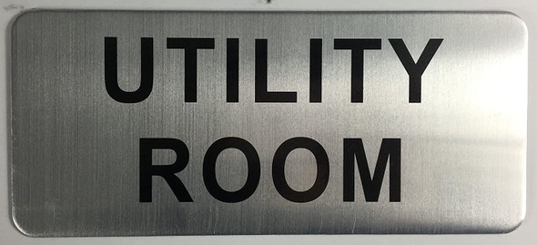 SIGNS UTILITY ROOM SIGN (BRUSH ALUMINIUM, 3.5X8