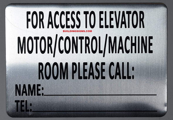 Notice for Access to Elevator Motor/Control/Machine