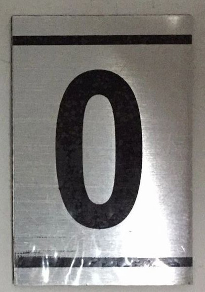 SIGNS NUMBER SIGN -0-BRUSHED ALUMINUM (2.25X1.5, Aluminium))-(ref062020)