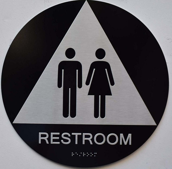 SIGNS Unisex Restroom CA - (Aluminium,Black, 12