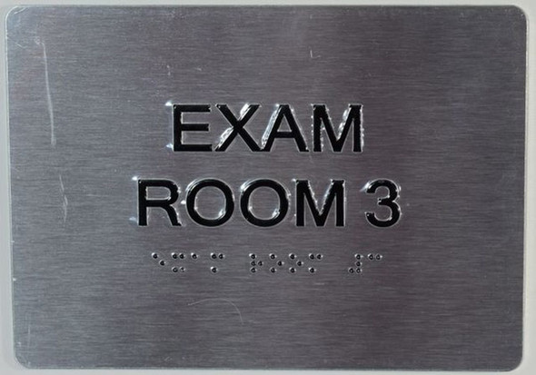 EXAM Room 3 Sign with Tactile