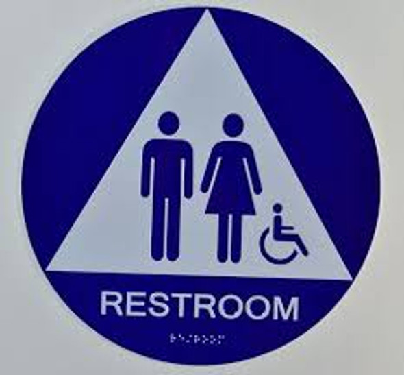 ADA UNISEX ACCESSIBLE RESTROOM CA 128-(ALUMINIUM, BLUE,SIZE Q12) SIGN