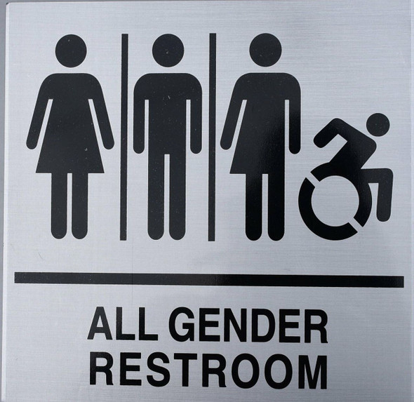 SIGNS All Gender Restroom Sign (Aluminum Sign,9x9)-(ref062020)