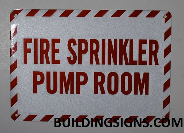 FIRE Sprinkler Pump Room Sign (White,