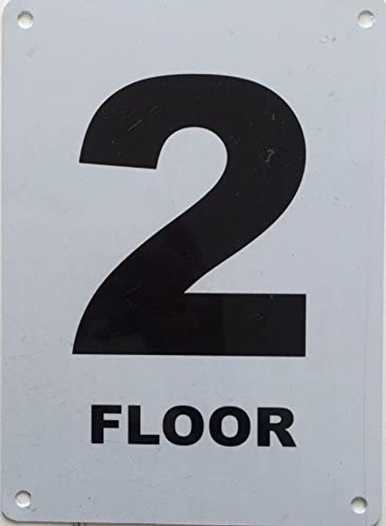 SIGNS Floor number 2 sign-(White, Aluminum, 5x7)-El