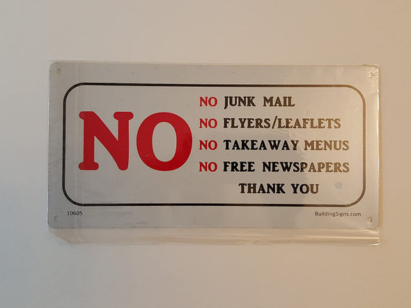 SIGNS No Junk Mail sign (Aluminum Sign)-(ref062020)
