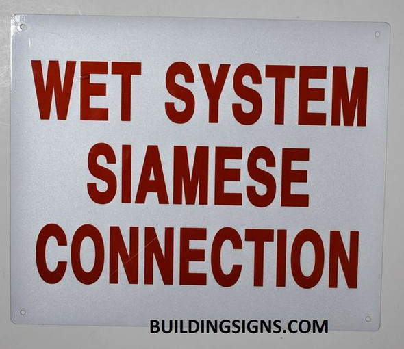 Wet System Siamese Connection Sign (White,