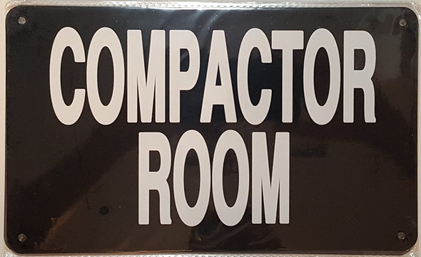COMPACTOR ROOM SIGN (BLACK 6x10 Aluminium