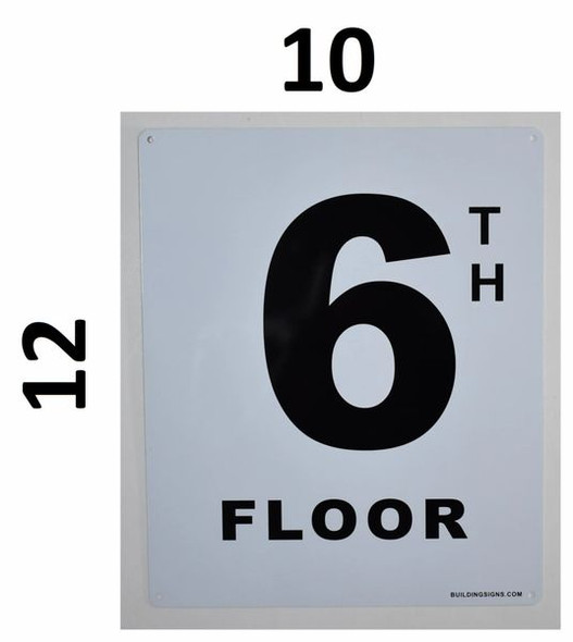 SIGNS 6th Floor Sign (White, Rust Free
