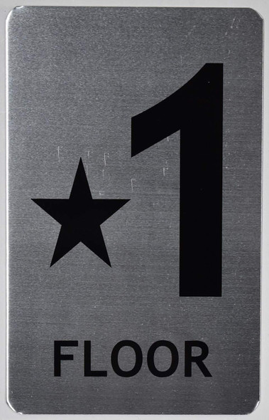 Star Floor ONE Number Sign (Brush