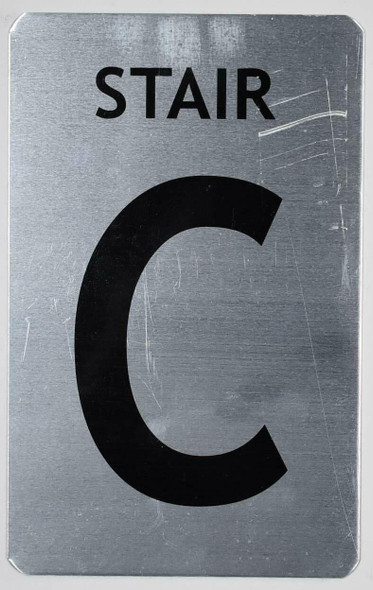 Stair C Sign (Brush Aluminium, 5X8)-The