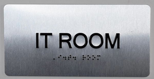 I.T Room Sign Silver-Tactile Touch Braille