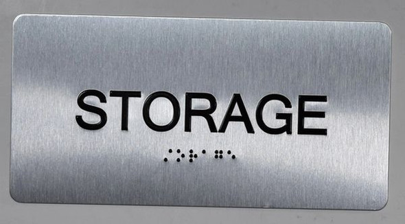 Storage Sign Silver-Tactile Touch Braille Sign