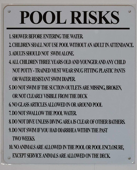 SPA SIGNS- Pool Risks