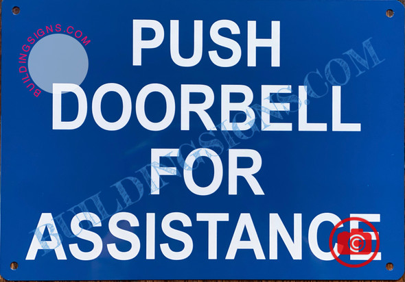 PUSH DOORBELL FOR ASSISTANCE SIGN