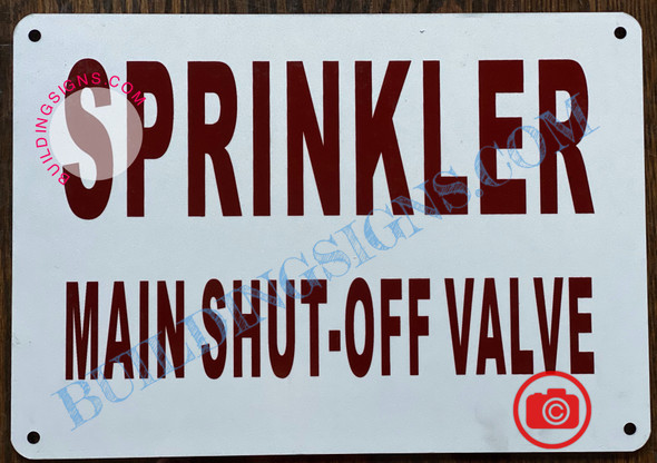 SPRINKLER MAIN SHUT-OFF VALVE SIGN