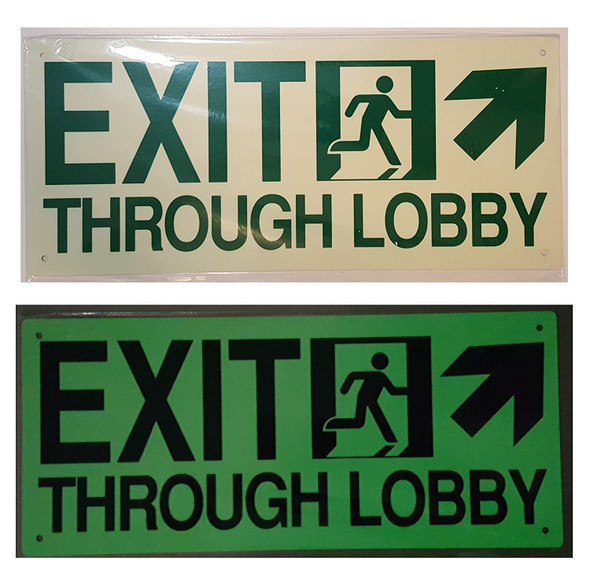 SIGNS PHOTOLUMINESCENT EXIT THROUGH LOBBY SIGN HEAVY