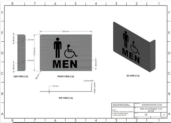 Men ACCESSABLE Restroom Projection - Men ACCESSABLE Restroom 3D  Singange