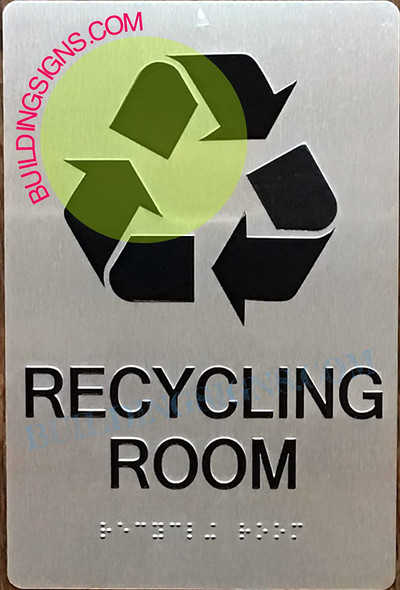 Recycling Room Signage -Braille Signage with Raised Tactile Graphics and Letters