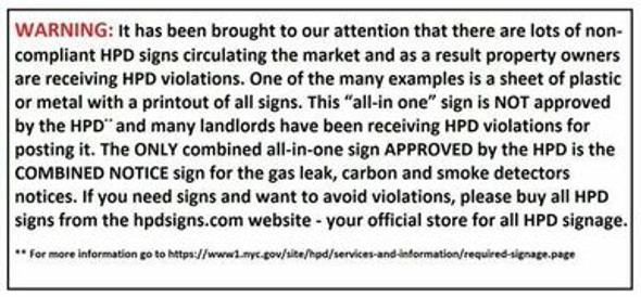 HPD Smoke detector notice(27-2045,28 RCNY § 12-01) Gold