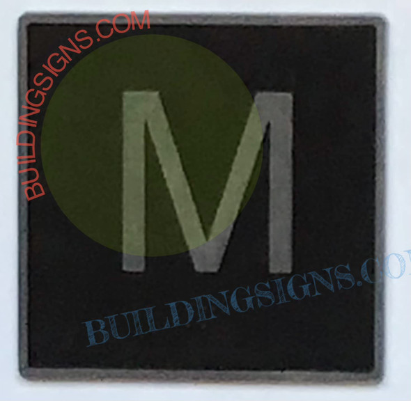 ELEVATOR FLOOR NUMBER M SIGN- ELEVATOR JAMB PLATE FLOOR M SIGNAGE