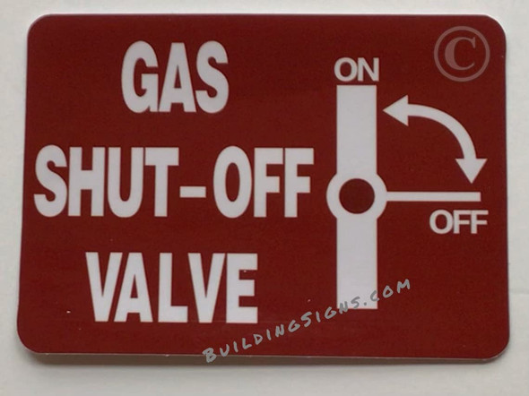 TWO (2) "gas Shut-off Valve" STICKER Signage