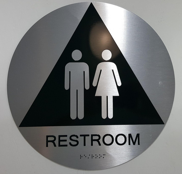 Signage  RESTROOM  Tactile Graphics Grade 2 Braille Text with raised letters