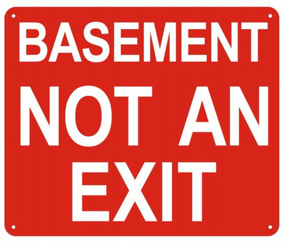 SIGNS BASEMENT NOT AN EXIT SIGN (red,ALUMINUM