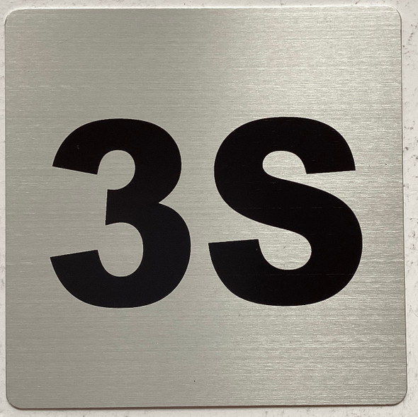 Apartment number 3S sign