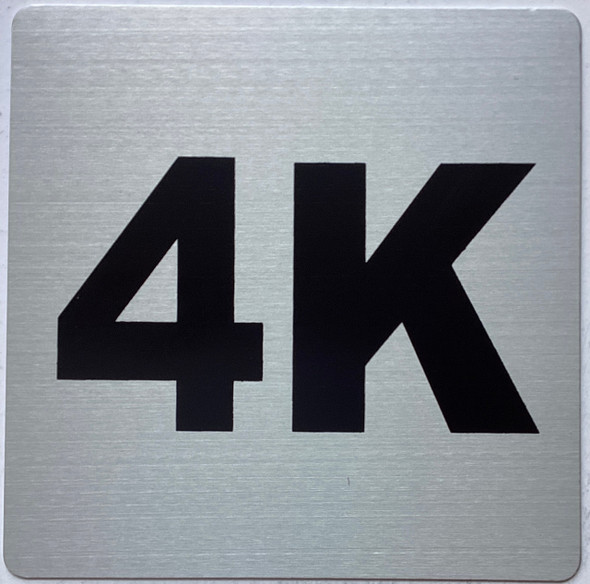 Apartment number 4K sign