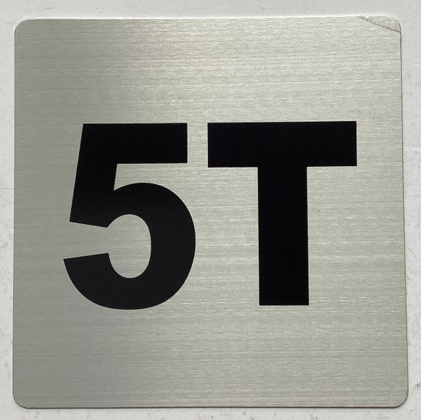 Apartment number 5T sign