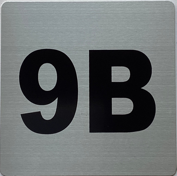 Apartment number 9B sign