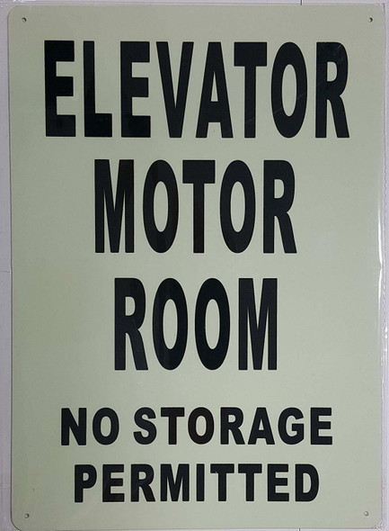 SIGNS ELEVATOR MOTOR ROOM NO STORAGE PERMITTED