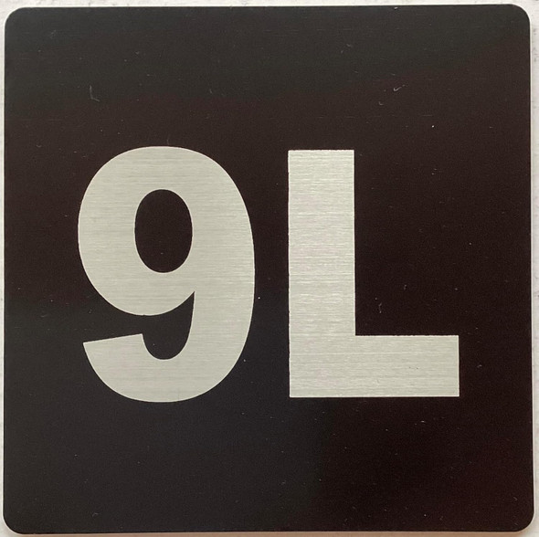 Sign Apartment number 9L  - UNIT NUMBER 9L /SUITE 9L  (BLACK, DOUBLE SIDED TAPE) -Broadway Line