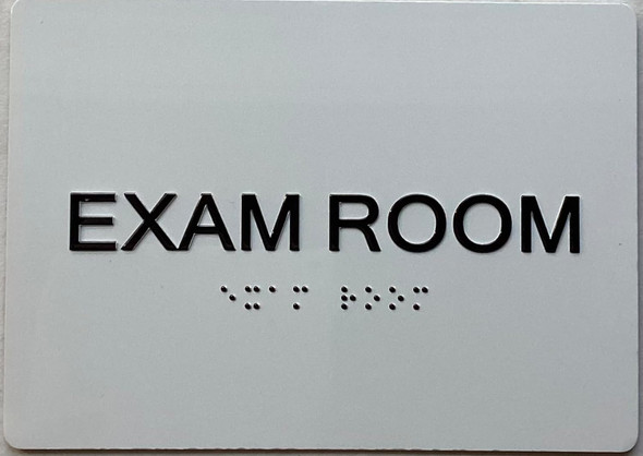 Sign Exam room  with Raised letters,Grade 2 Braille white, Tacticle , double sided tape- The sensation line (EXAM ROOM)