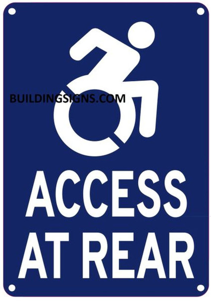 SIGNS ACCESS AT REAR SIGN- BLUE BACKGROUND