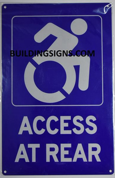 SIGNS ACCESS AT REAR SIGN- BLUE BACKGROUND