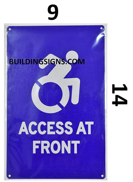 ADA Access at Front Sign(Aluminium Reflective,Rust Free, Blue 9X14)-The Pour Tous Blue LINE
