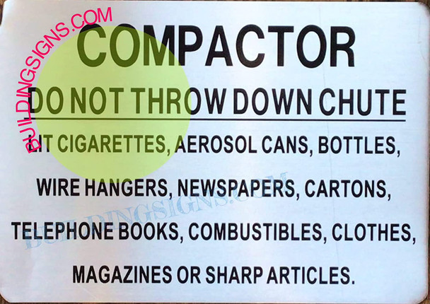 Compactor Chute Sign