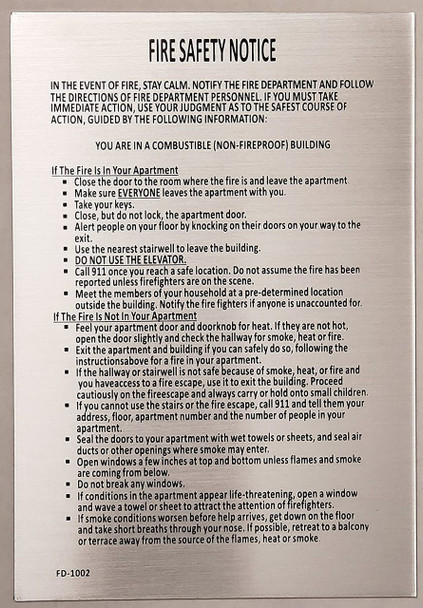 HPD Fire Safety Notice Sign