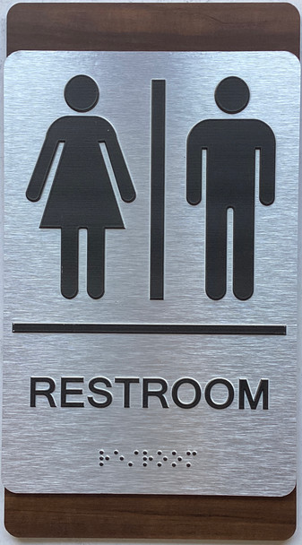 BRAILLE RESTROOM SIGN Walnut
