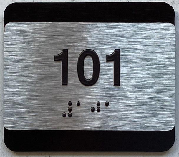 BRAILLE APARTMENT NUMBER SIGN Black