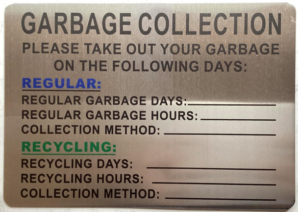 HPD NYC GARBAGE COLLECTION SIGN
