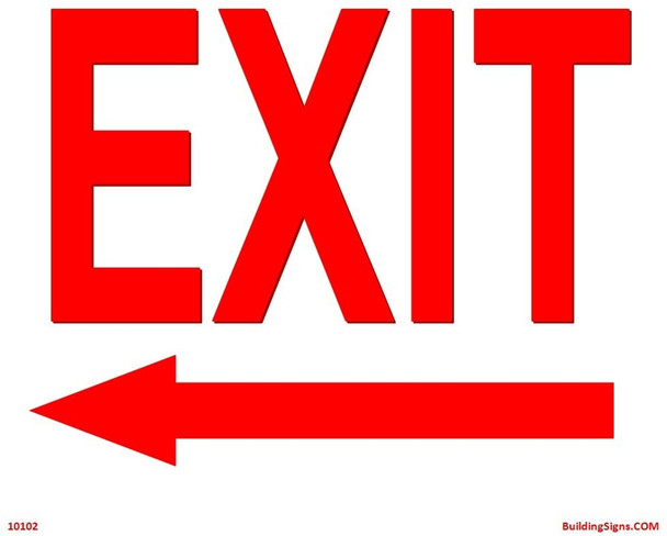 Exit Left Sign (Aluminum signs 12X9)